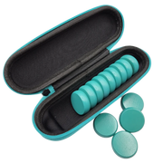 Crokinole 13 Teal Premium Glazed Wooden Discs with Hard Carry Case