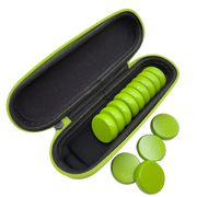 Crokinole 13 Lime Premium Glazed Wooden Discs with Hard Carry Case