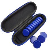 Crokinole 13 Blue Premium Glazed Wooden Discs with Hard Carry Case
