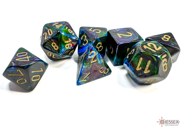 LustrousÃ‚Â® Polyhedral Shadow/gold 7-Die Set
