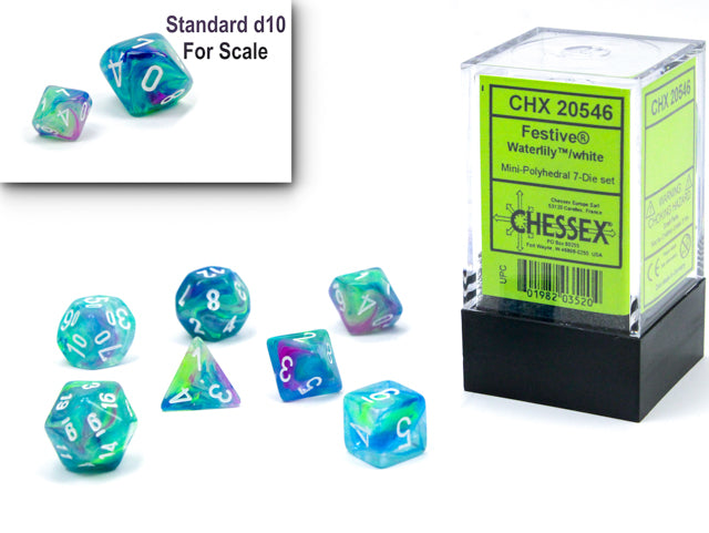FestiveÃ‚Â® Mini-hedralÃ‚Â® WaterlilyÃ¢â€žÂ¢/white 7-Die set