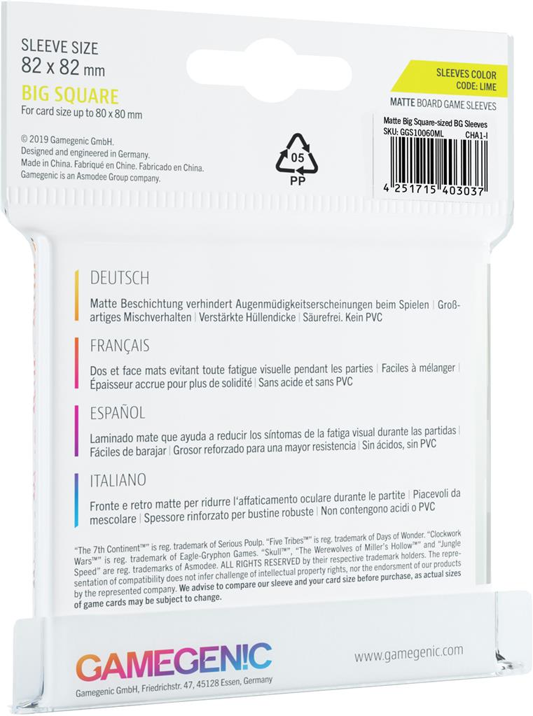 MATTE Lime BG Sleeves (50) 82 x 82 mm