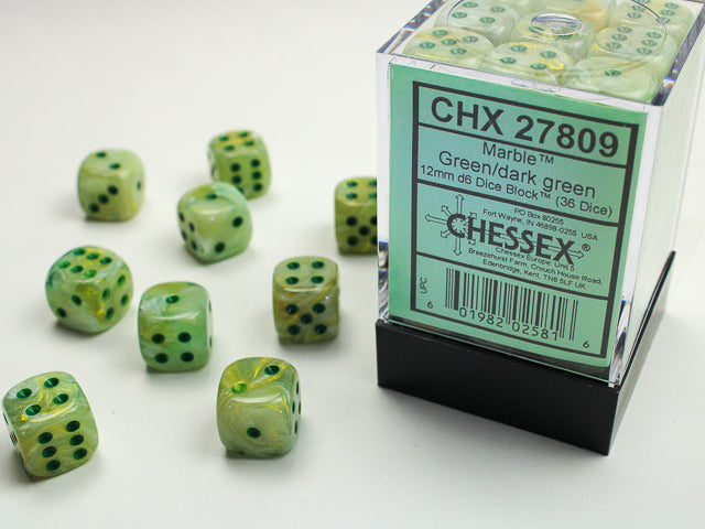 Marble 12mm d6 Green/dark green Dice BlockÃ¢â€žÂ¢ (36 dice)