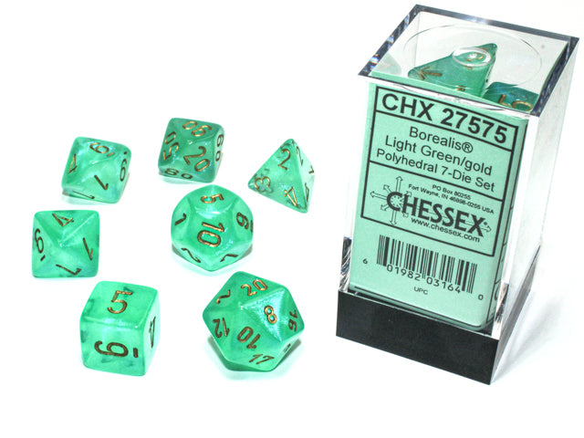 BorealisÃ‚Â® Polyhedral Light Green/gold LuminaryÃ¢â€žÂ¢ 7-Die Set