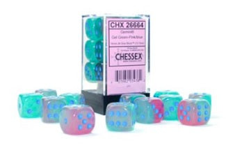GeminiÃ‚Â® 16mm d6 Gel Green-Pink/blue LuminaryÃ¢â€žÂ¢ Dice BlockÃ¢â€žÂ¢ (12 dice)