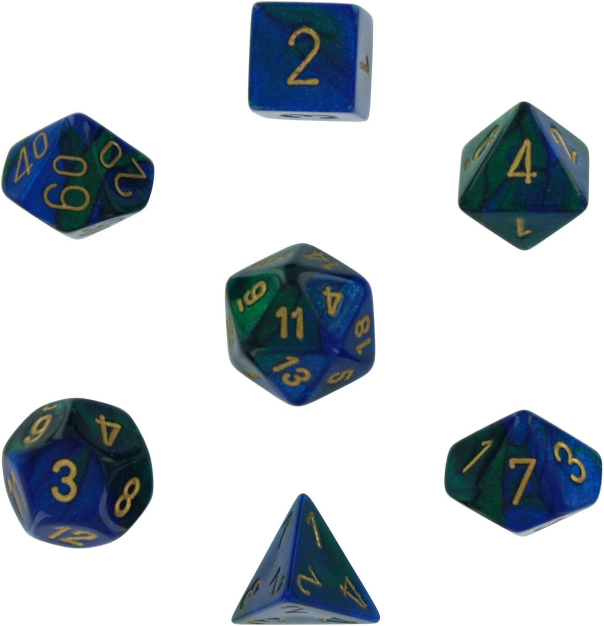 GeminiÃ‚Â® Polyhedral Blue-Green/gold 7-Die Set
