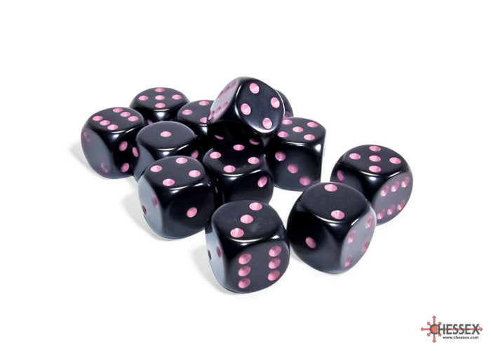 Opaque 16mm d6 Black/pink Dice BlockÃ¢â€žÂ¢ (12 dice)