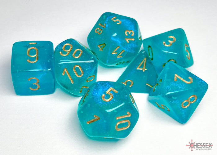 BorealisÃ‚Â® Polyhedral Teal/gold LuminaryÃ¢â€žÂ¢ 7-Die Set