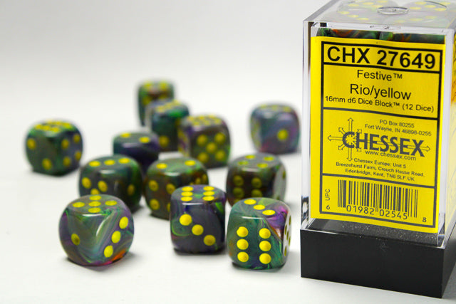 FestiveÃ‚Â® 16mm d6 Rio/yellow Dice BlockÃ¢â€žÂ¢ (12 dice)