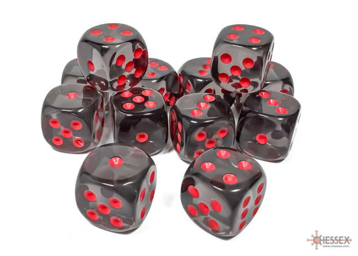 Translucent 16mm d6 Smoke/red Dice BlockÃ¢â€žÂ¢ (12 dice)