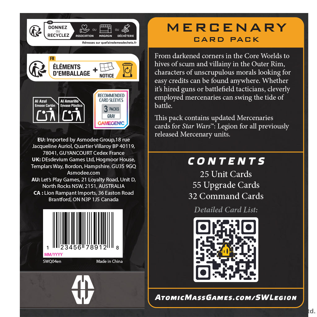 SW Legion Mercenary Card Pack