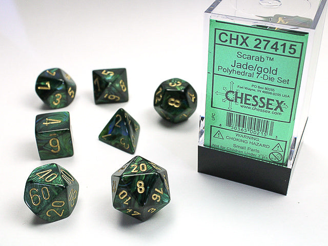 ScarabÃ‚Â® Polyhedral Jade/gold 7-Die Set
