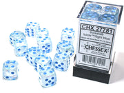 BorealisÃ‚Â® 16mm d6 IcicleÃ¢â€žÂ¢/light blue LuminaryÃ¢â€žÂ¢ Dice BlockÃ¢â€žÂ¢ (12 dice)