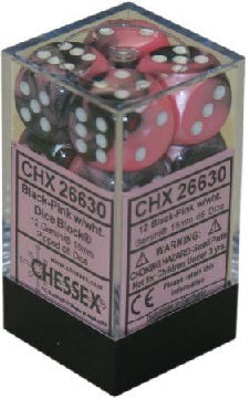 GeminiÃ‚Â® 16mm d6 Black-Pink/white Dice BlockÃ¢â€žÂ¢ (12 dice)