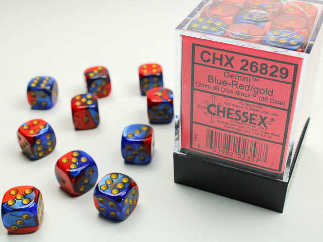 GeminiÃ‚Â® 12mm d6 Blue-Red/gold Dice BlockÃ¢â€žÂ¢ (36 dice)