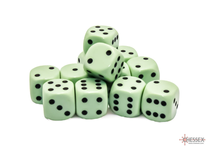 Opaque 16mm d6 Pastel Green/black Dice BlockÃ¢â€žÂ¢ (12 dice)