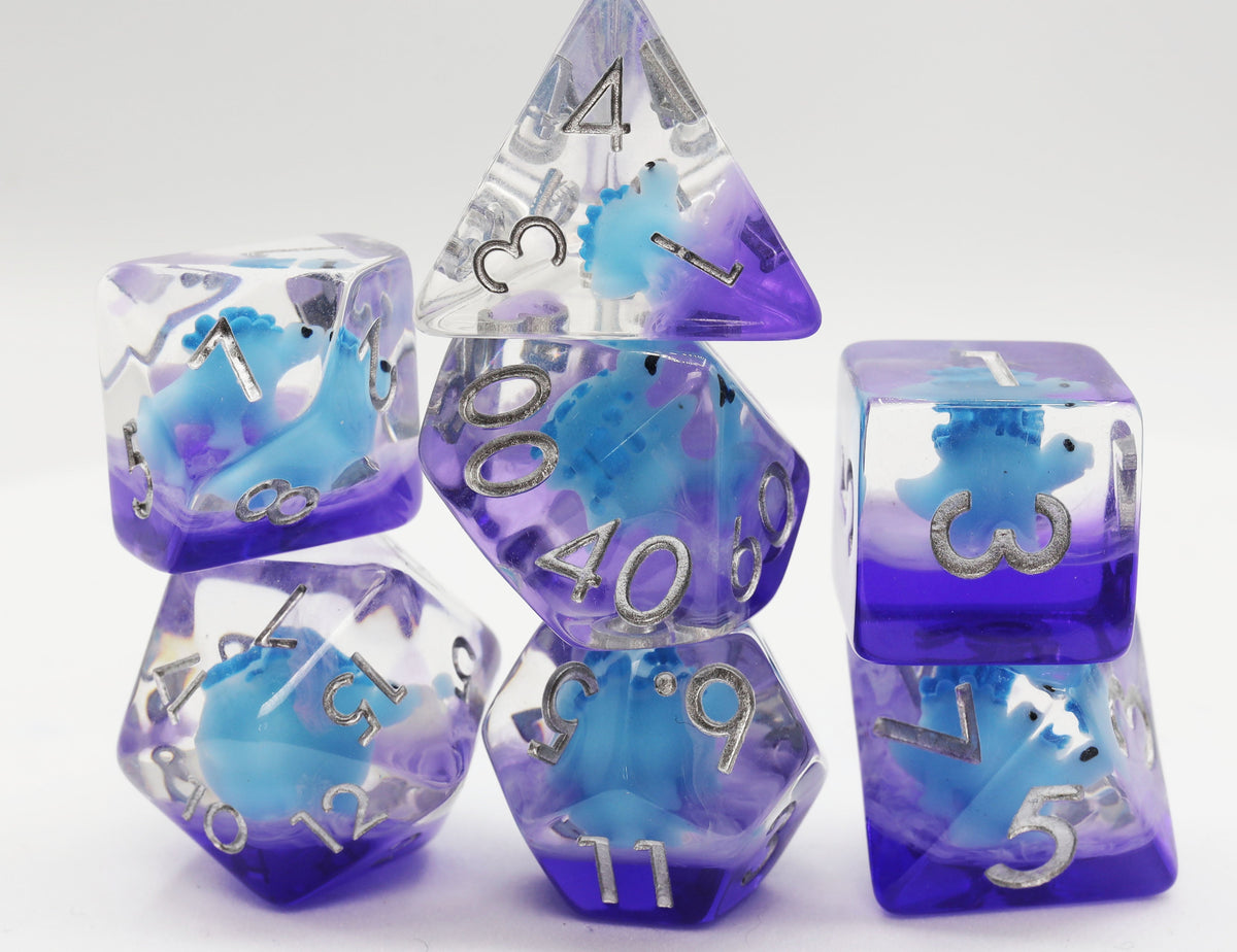 Dinosaur RPG Dice Set Blue Stegosaurus