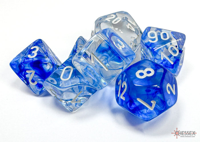 NebulaÃ‚Â® Polyhedral Dark Blue/white 7-Die Set