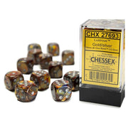 LustrousÂ® 16mm d6 Gold/silver Dice Block (12 dice)