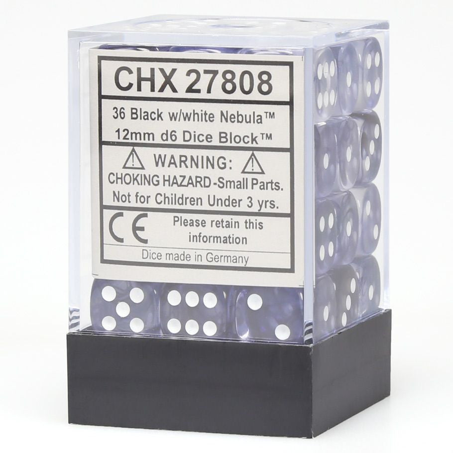 NebulaÃ‚Â® 12mm d6 Black/white Dice BlockÃ¢â€žÂ¢ (36 dice)