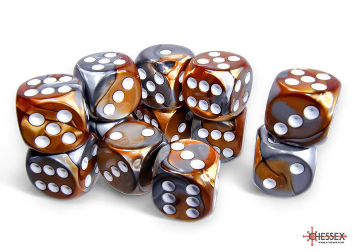 GeminiÃ‚Â® 16mm d6 Copper-Steel/white Dice BlockÃ¢â€žÂ¢ (12 dice)