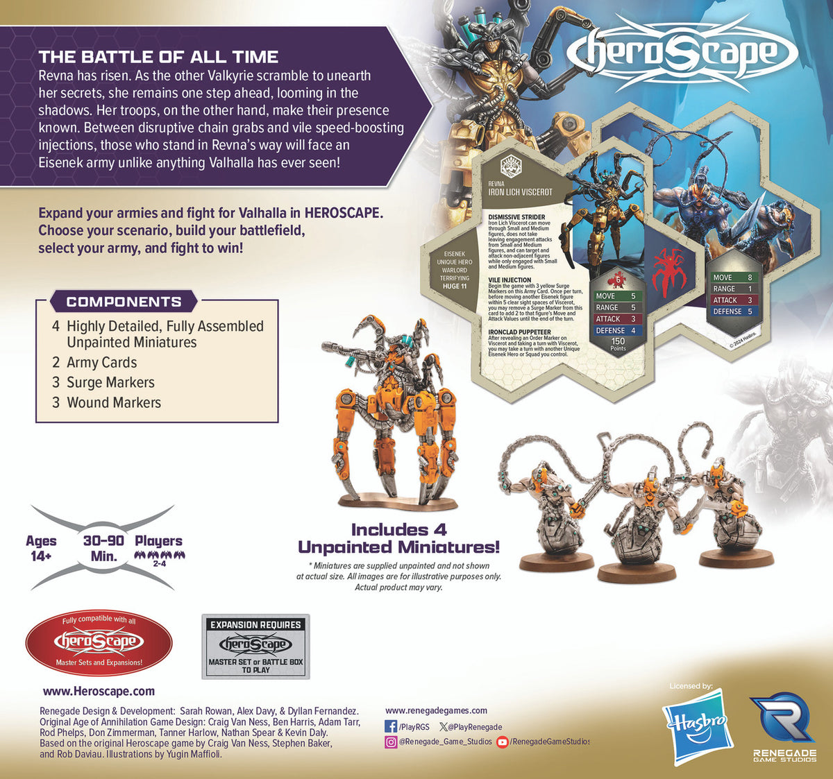 Heroscape: Revna`s Rebuke - Iron Lich Viscerot and Necrotech Wraithriders Army Expansion