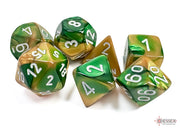 GeminiÃ‚Â® Polyhedral Gold-Green/white 7-Die Set