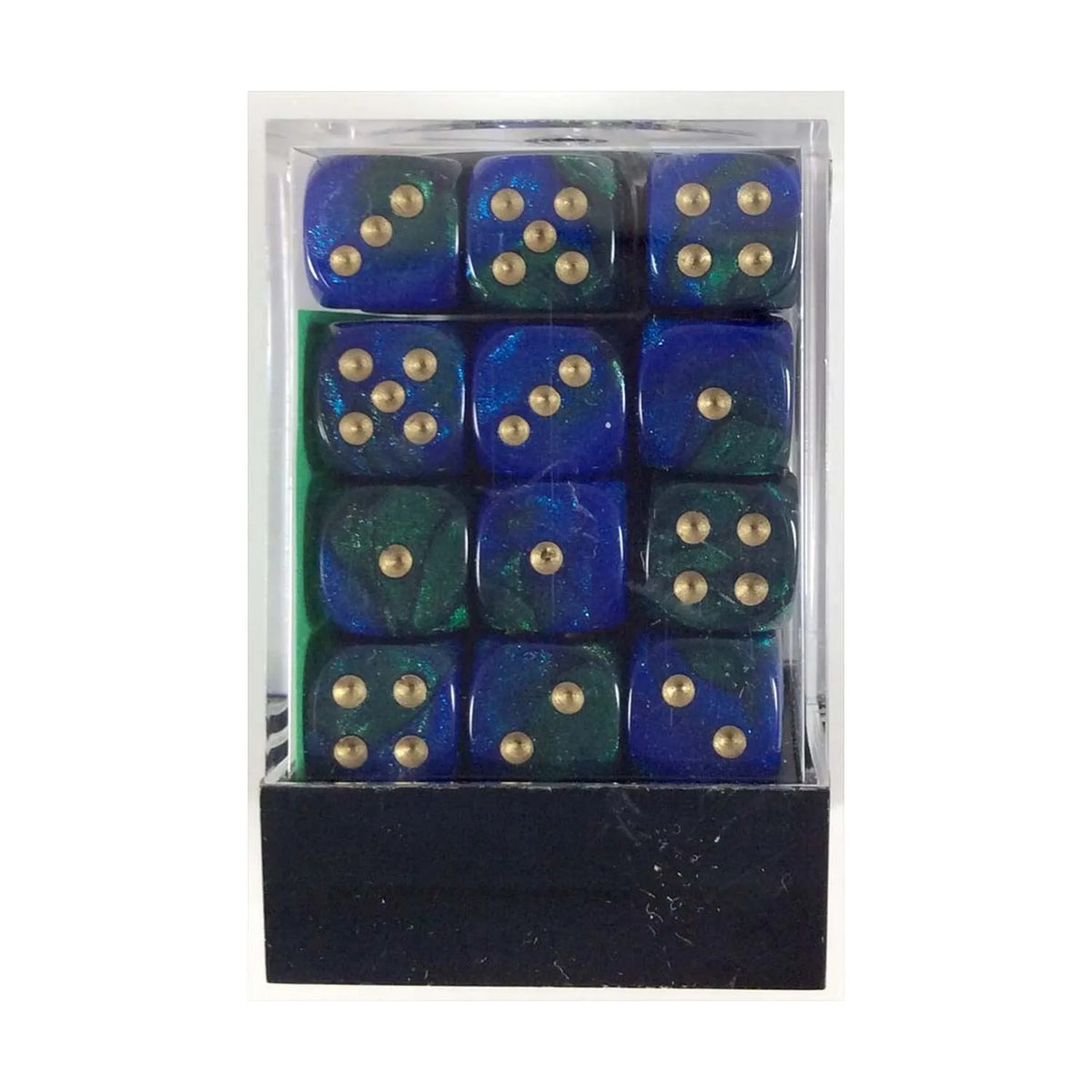 GeminiÃ‚Â® 12mm d6 Blue-Green/gold Dice BlockÃ¢â€žÂ¢ (36 dice)