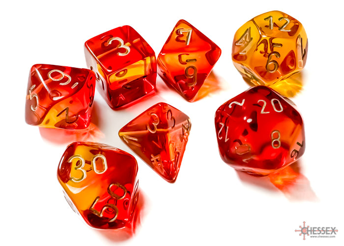 GeminiÃ‚Â® Polyhedral Translucent Red-Yellow/gold 7-Die Set