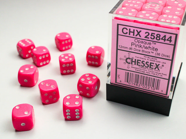Opaque 12mm d6 Pink/white Dice BlockÃ¢â€žÂ¢ (36 dice)