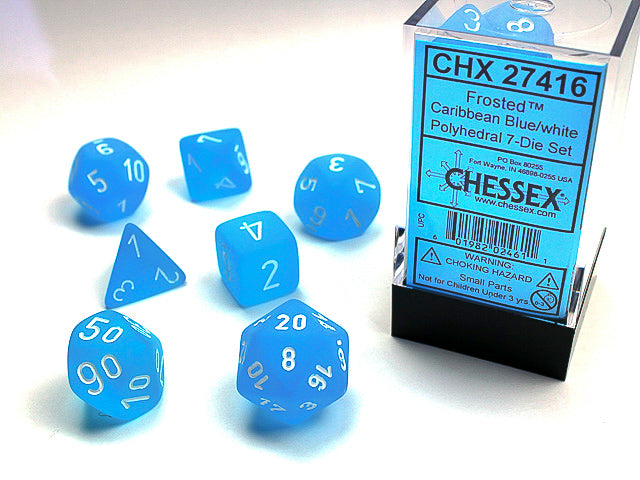 FrostedÃ¢â€žÂ¢ Polyhedral Caribbean BlueÃ¢â€žÂ¢/white 7-Die Set