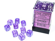 Borealis 12mm d6 Cube 12mm Luminary Purple with White (36)