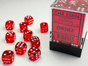 Translucent 12mm d6 Red/white Dice BlockÃ¢â€žÂ¢ (36 dice)