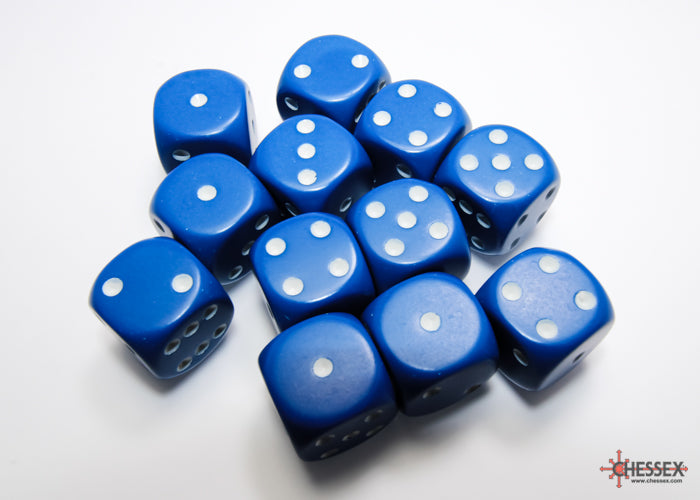 Opaque 16mm d6 Blue/white Dice BlockÃ¢â€žÂ¢ (12 dice)