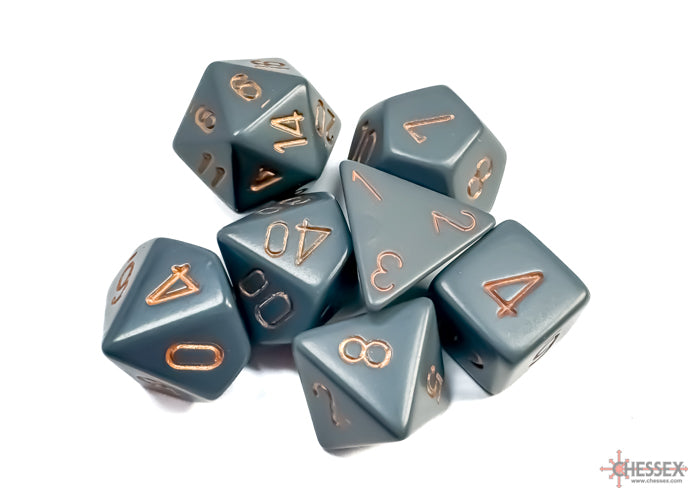 Opaque Polyhedral Dark Grey/copper 7-Die Set