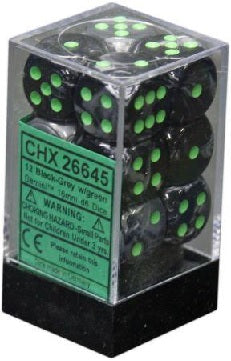 GeminiÃ‚Â® 16mm d6 Black-Grey/green Dice BlockÃ¢â€žÂ¢ (12 dice)