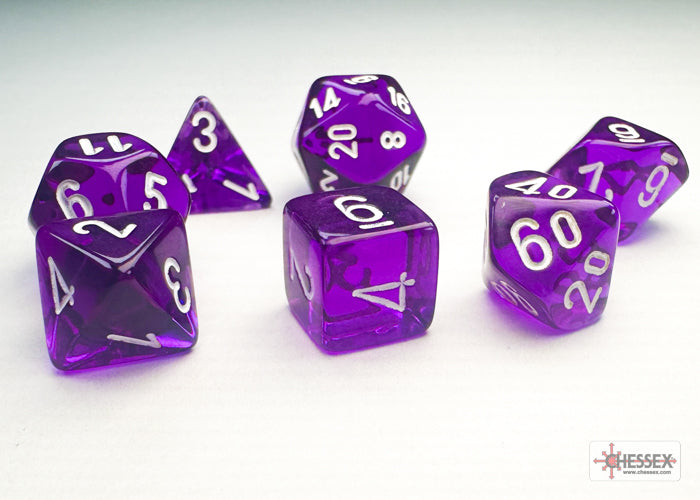 Translucent Mini-hedralÃ‚Â® Purple/white 7-Die Set