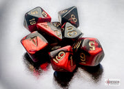 GeminiÃ‚Â® Mini-hedralÃ‚Â® Black-Red/gold 7-Die Set
