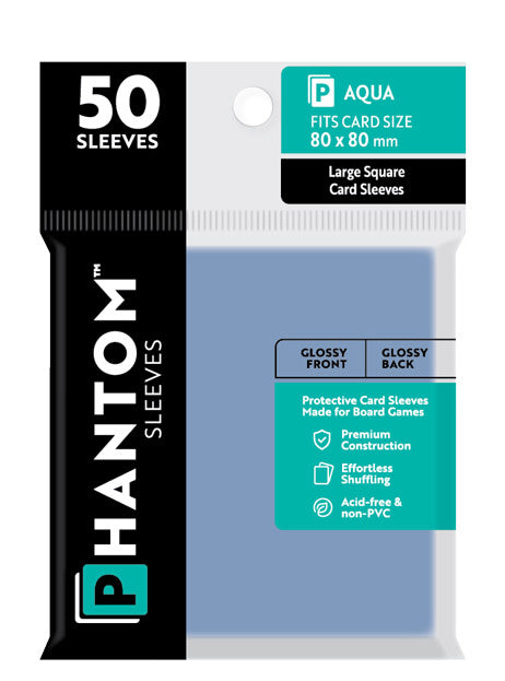 Phantom Aqua Sleeves Gloss/Gloss 80x80mm Clear 50ct