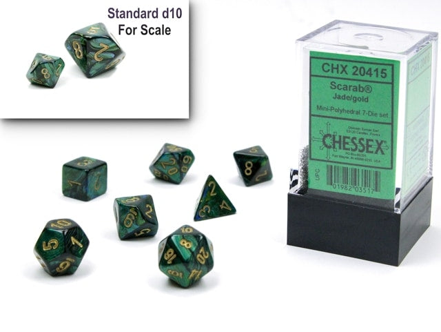 ScarabÃ‚Â® Mini-hedralÃ‚Â® Jade/gold 7-Die Set