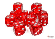 Translucent 16mm d6 Red/white Dice BlockÃ¢â€žÂ¢ (12 dice)