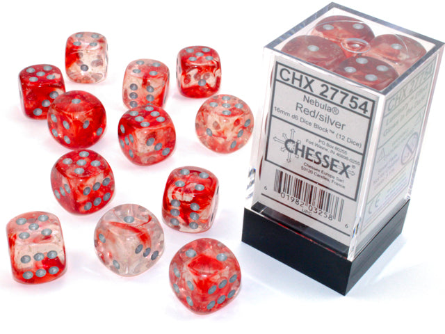 NebulaÃ‚Â® 16mm d6 Red/silver LuminaryÃ¢â€žÂ¢ Dice BlockÃ¢â€žÂ¢ (12 dice)