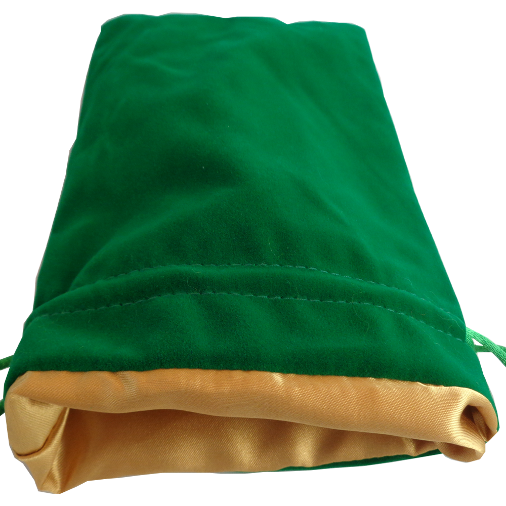 Large Dice Bag Velvet Green w/ Gold Satin