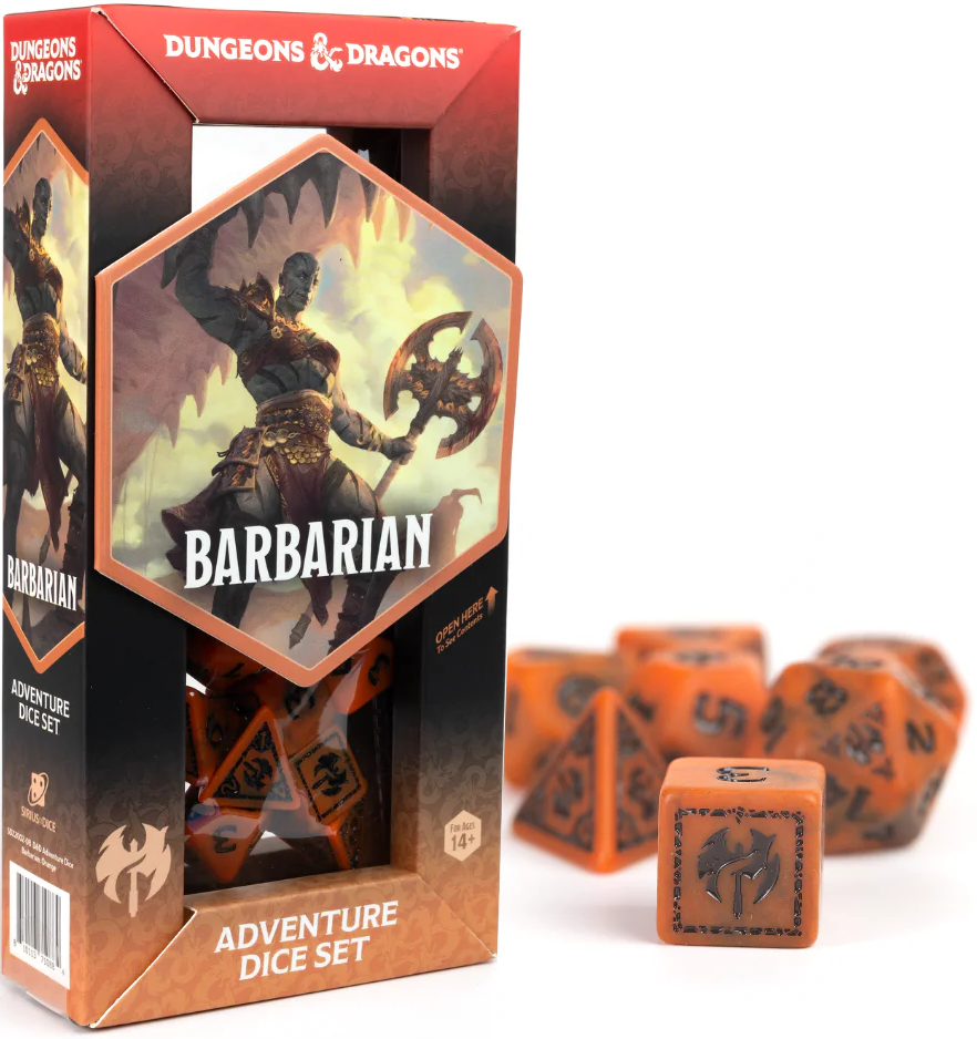D&D Adventure Dice Barbarian Orange