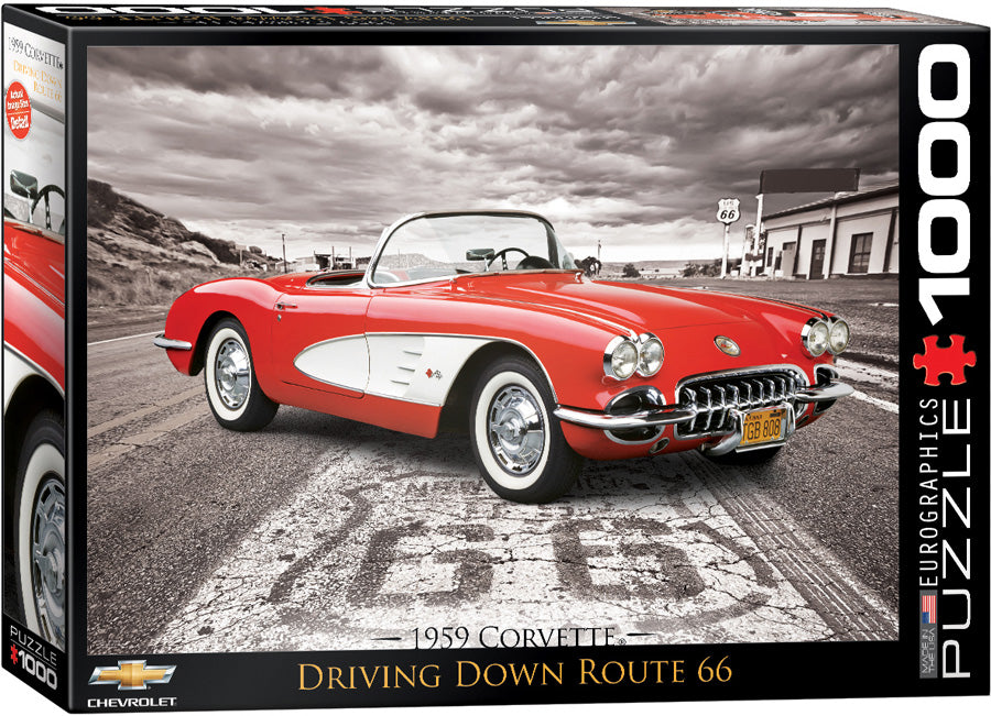 1959 Corvette Driving Down Route 66 1000pc