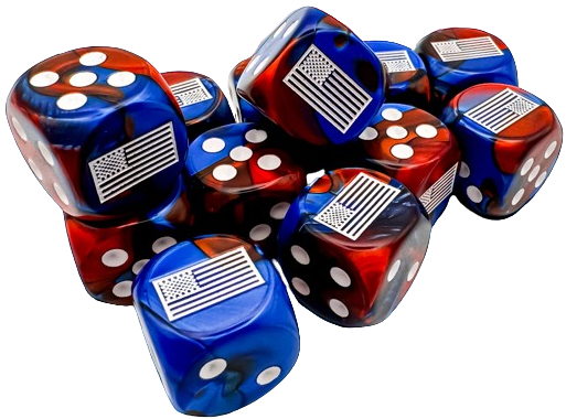 United States War Dice Gemini Blue-Red/white 16mm d6 Dice BlockÃ¢â€žÂ¢ (12 dice)