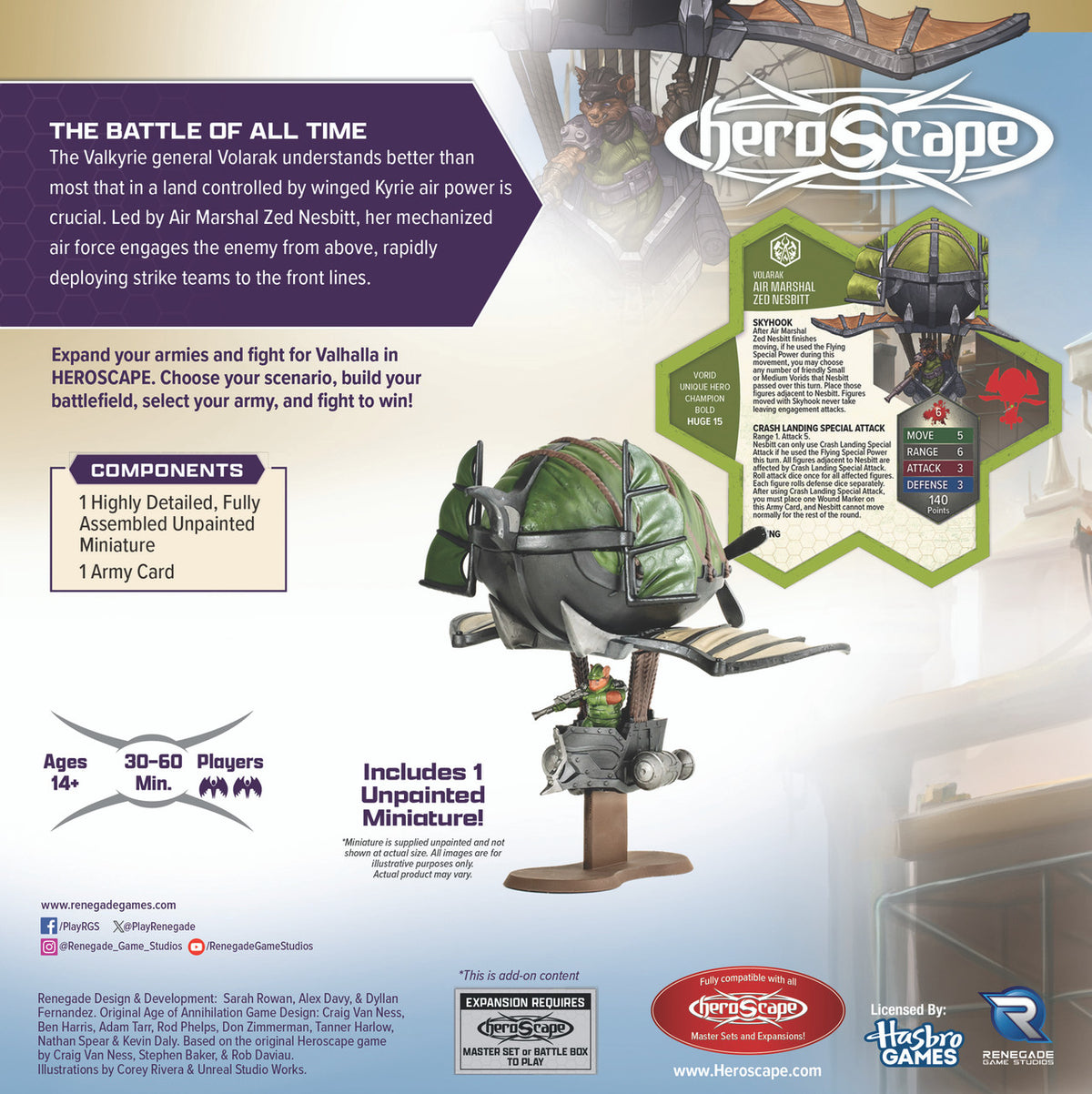 HeroScape Air Marshal Zed Nesbitt Army Expansion