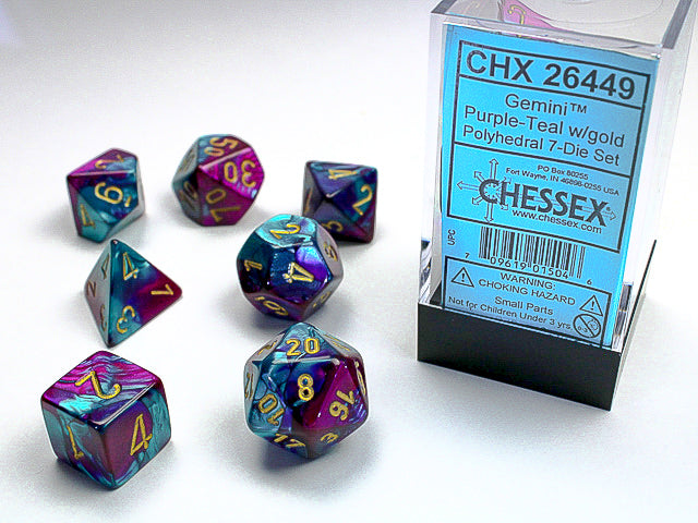 GeminiÃ‚Â® Polyhedral Purple-Teal/gold 7-Die Set