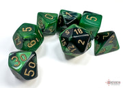 GeminiÃ‚Â® Polyhedral Black-Green/gold 7-Die Set