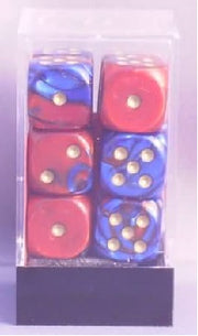 GeminiÃ‚Â® 16mm d6 Blue-Red/gold Dice BlockÃ¢â€žÂ¢ (12 dice)
